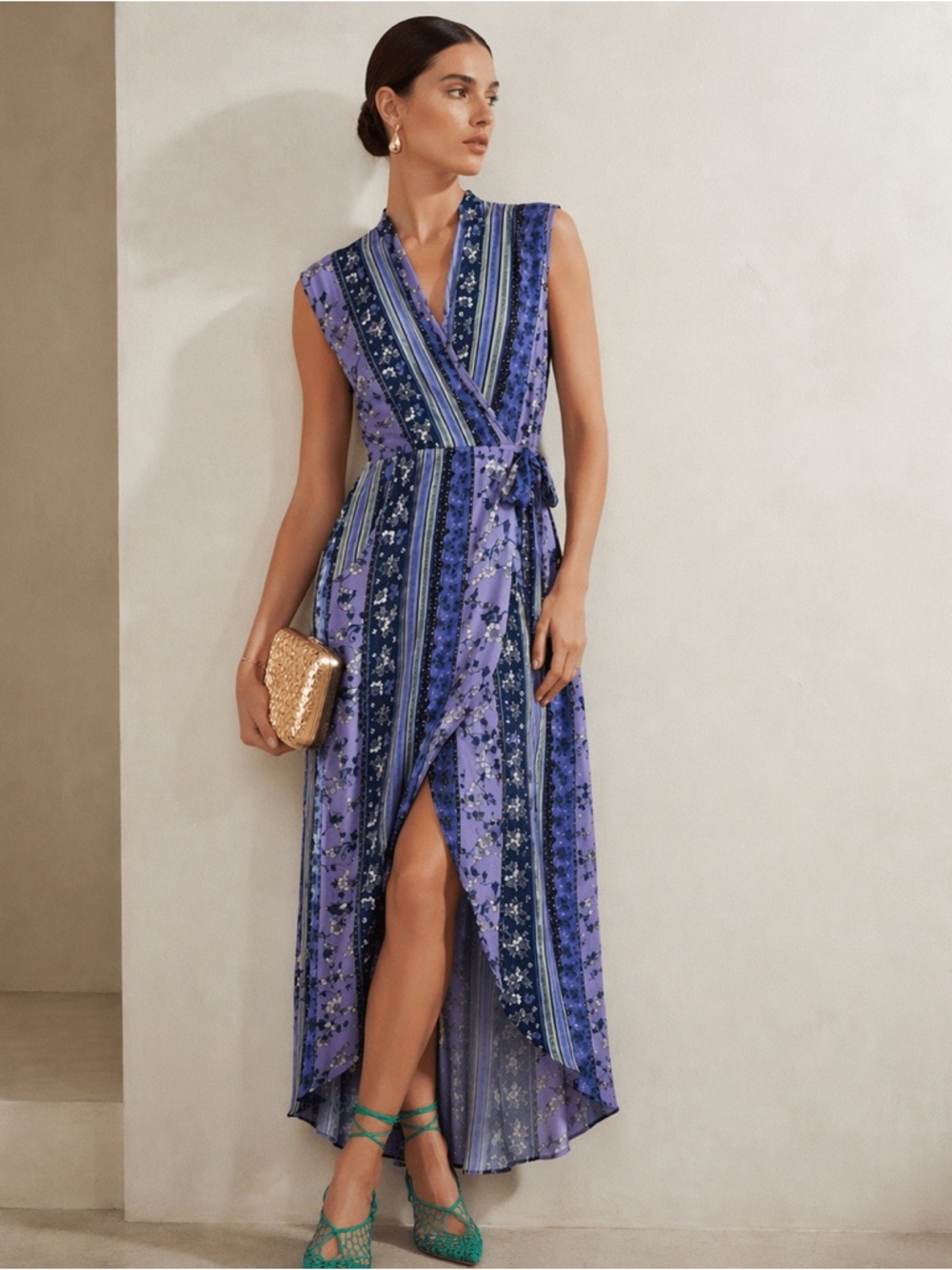 ASTR The Label Purple Floral Midi Dress High Low Size S editorial feminine